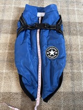 Fashion Sports Nylon Fleece Lined Dog Coat With Harness Large Mid Blue