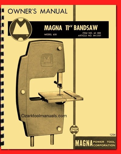 Shopsmith magna bandsaw - magna, 11"