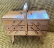 Wooden cantilever sewing box - wooden,
