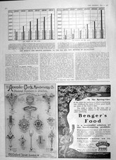 Old Antique Print 1906 Chart