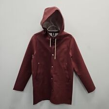 Stutterheim Stockholm Burgundy Waterproof Rain Hooded Rubber Coat Jacket XXXS