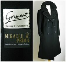 50,S Coat  Black Wool  Lambs Curly Fur Collar Miracle Prima VGC Pockets UK 18 
