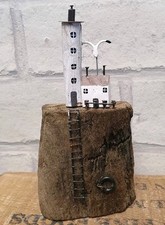 Handmade Driftwood Lighthouse Scene. Coastal. Beach. Seaside
