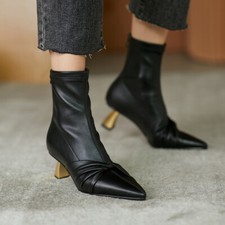 Women Kitten Heel Ankle Boots
