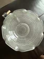 Chance Brothers Vintage Glass Fruit Bowl, Green Tinge Frosted Finish, Marked