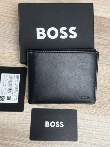 Hugo boss bifold - black, leather