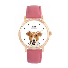 Toff London TLWS-27668 Ladies Beige Jack Russell Terrier Dog Head Watch