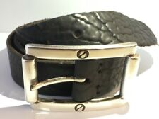 Brown Buffalo Hide Belt with Rectangle Screwhead Buckle Real Leather WX2