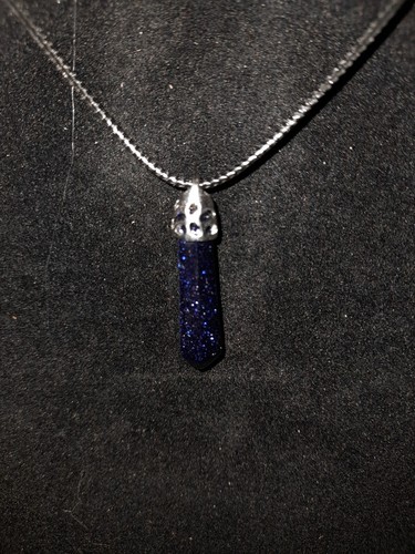 Blue sandstone crystal pendant - sandstone,