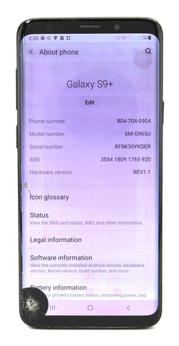 Samsung galaxy sm - s9+, sm-g965u