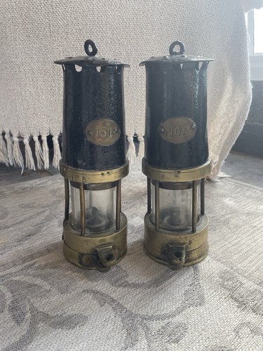 Miners pit lamps brass - 2,