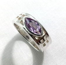 CHARLES RENNIE MACKINTOSH SILVER AMETHYST VINTAGE RING w7mm 6g HALLMARKED 925.