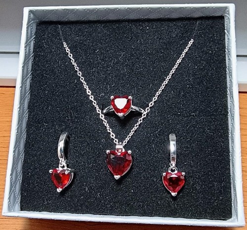 Heart jewelry set red - heart,