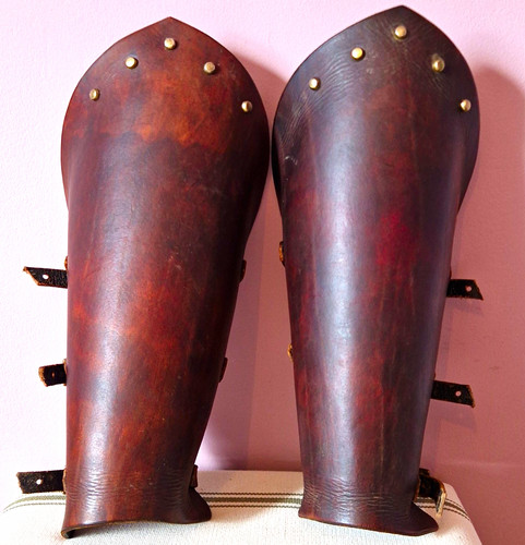 Larp leather greaves leg - larp,