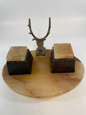 Marble Inkwell Set with Stag Head Desk - Stand