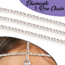 Silver Diamante Crystal Chain – DIY Trim Rope for Sewing & Jewellery Making