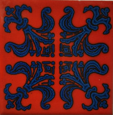 COOL RETRO MID CENTURY PILKINGTON CERAMIC TILE 6" SQUARE - RED GROUND