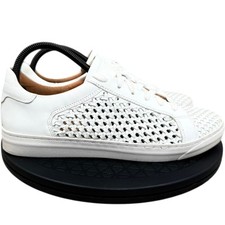 M&S Trainers Womens Size UK 6 White Basket Weave Woven Lace-Up Leather Shoes