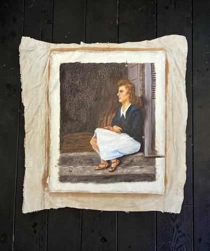 Antique french oil painting - antique,