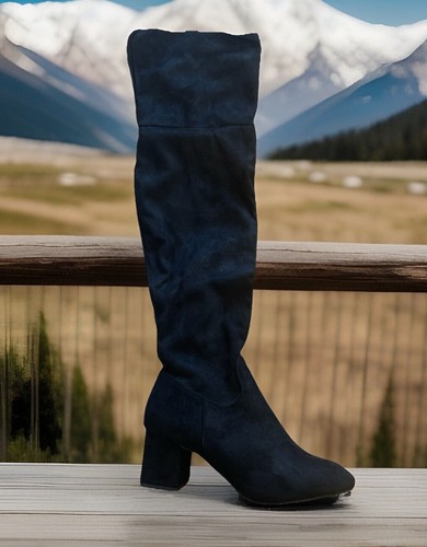 Stretch thigh high - block, heel