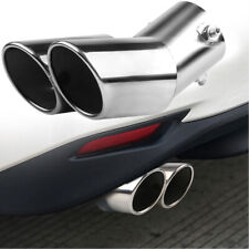 UNIVERSAL SPORT DUAL TWIN EXHAUST PIPES MUFFLER TRIM PIPE TAIL TIP CHROME Useful