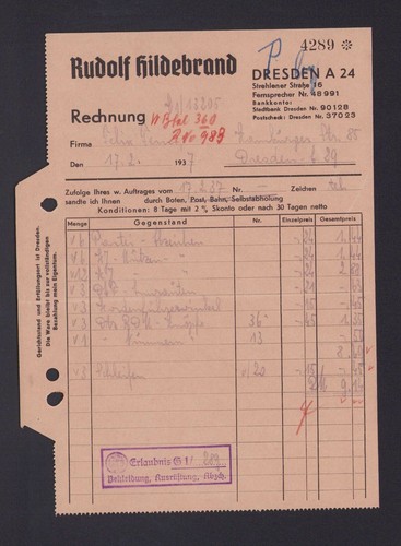 Dresden invoice 1937 - dresden,, 1937,