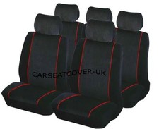 For Saab 9000 - Luxury BLACK & RED Trim Car Seat Covers Protectors - Full Set