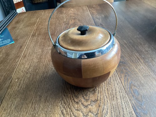 Vintage wooden biscuit barrel