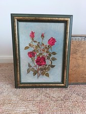 Vintage Floral Rose Framed Oil