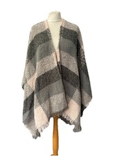Matalan Grey Check Shawl Wrap One Size Women’s 