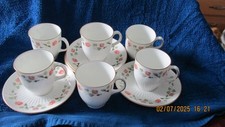 WEDGWOOD INDIA ROSE COFFEE CUPS AND SAUCERS X 6