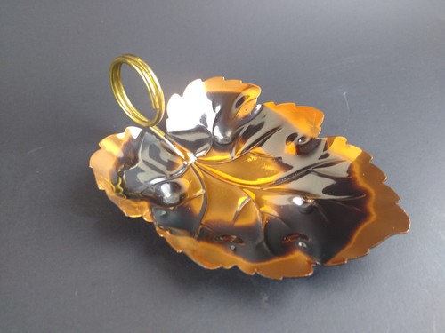 Copper leaf dish plate tray - copper,