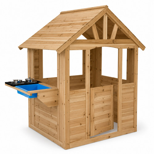 Wooden cubby house with mud - tp,