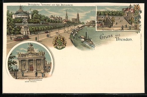 Lithograph dresden brühl s - lithograph, dresden,