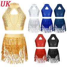 Girls Dancewear Latin Dance Costume Jazz Gymnastics Ballet Dance Outfit Halter