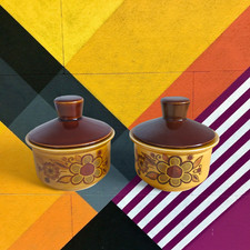 Royal Worcester Palissy SIERRA 2 lidded preserve pots  1970s floral design