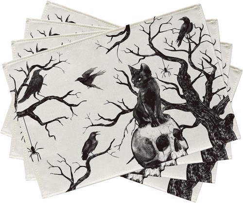 Halloween skull black cat - halloween,