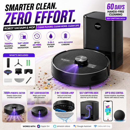 Robot vacuum mop 7000pa lidar - mop,