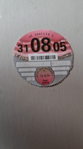 Genuine august 2005 tax disc - august,
