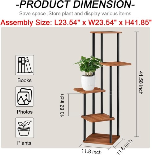 Corner tiered plant shelf - plant, |