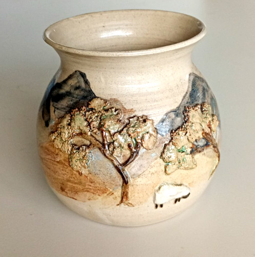 Arran pottery vase sheep trees - arran,