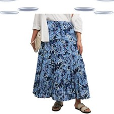 Ex Joe Browns Women's Cotton Crinkle Boho Maxi Skirt in Blue