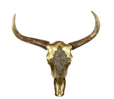 Golden Cow Skull Wall Hanging