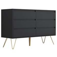 Chest of Drawers Wide 6 Drawer with Golden Leg Bedroom Storage Furniture Cabinet
