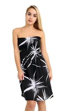 Womens Sheering Boob Tube Gather Bandeau Top Summer Mini Dress Strapless 8-22