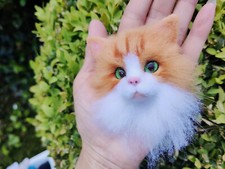 Handmade Needle Felted Wool Long-haired Cat Brooch/Fluffy animal brooch/Sphynx