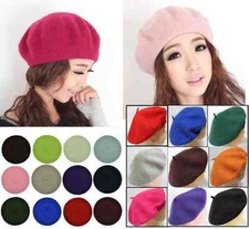 French Style Vintage Warm Plain  Beanie Beret Hat made of 100%  Quality Wool 