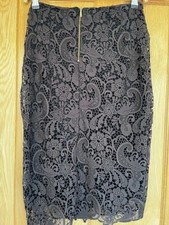 Zara Pencil Skirt Size Small Brown Lace Lined Knee Length Very Good Con