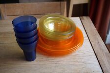 IKEA Picnic set. Retro yellow orange blue coloured. Plates Bowls Beakers.