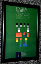 COLDPLAY band FRAMED A4 fix you SINGLE original 2005 ART promo poster